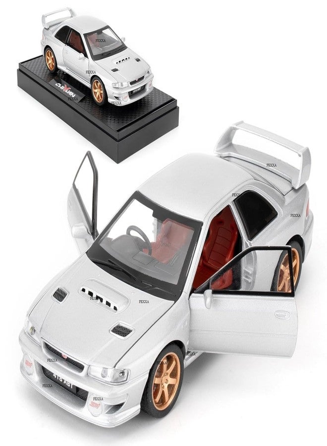 FEXXA سيارة FEXXA 1/32 متوافقة مع سيارة سوبارو إمبريزا WRX STI النموذجية، لعبة سيارة قابلة للتحصيل تعمل بالسحب للخلف مصنوعة من المعدن المصبوب مع أصوات وأضواء للأطفال والأولاد والبنات والكبار، هدية (فضية) - Image 1